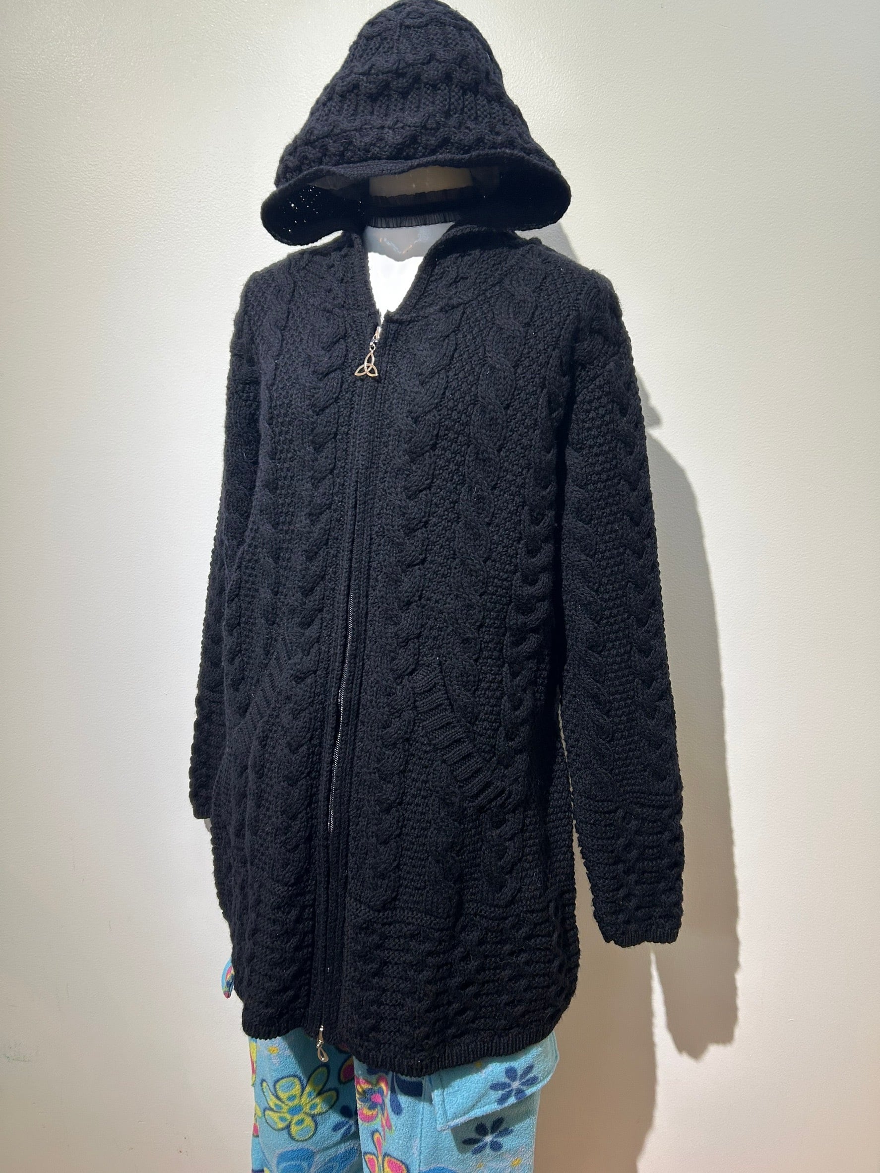 Knit zip-up hoodie