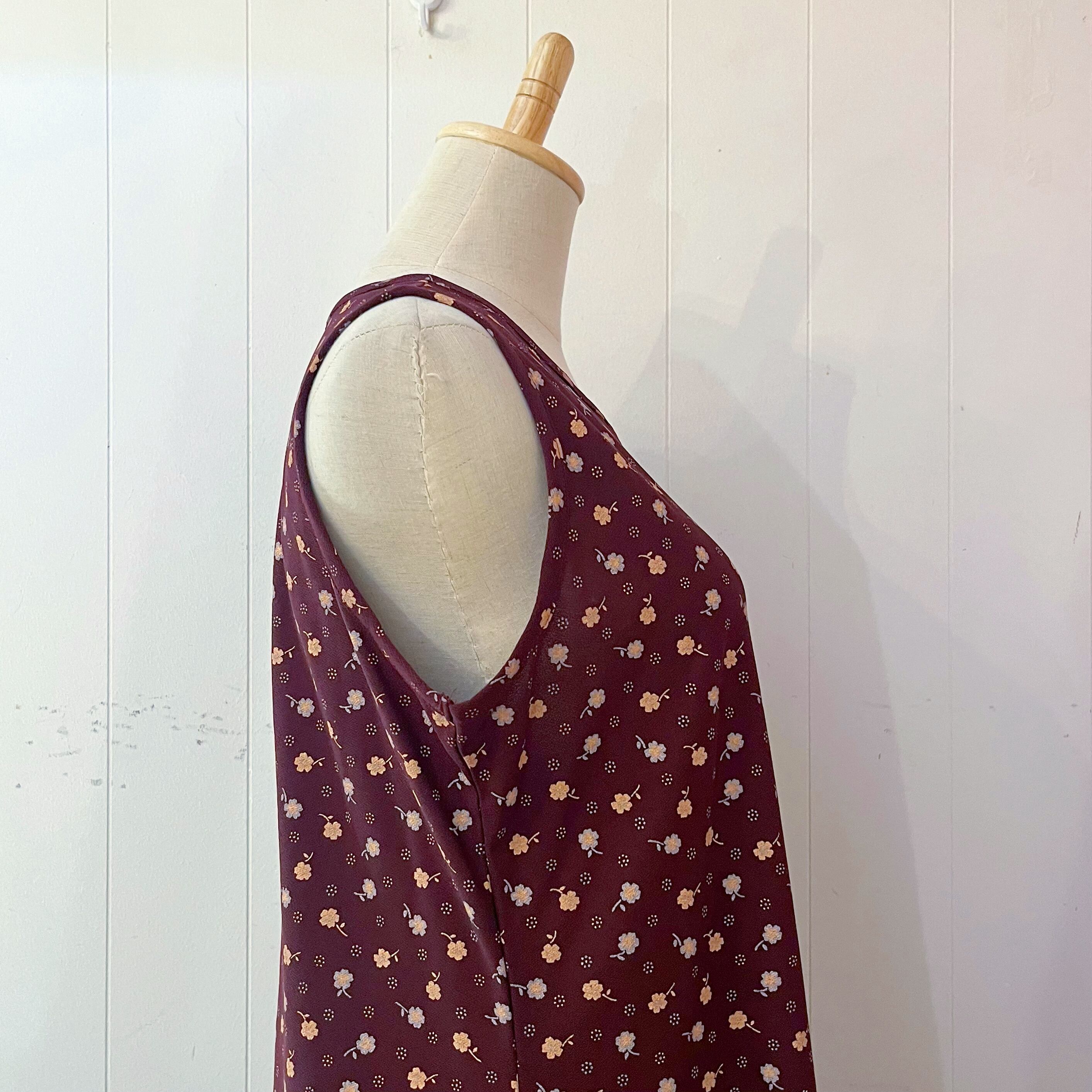 bordeaux flower sleeve less one-piece