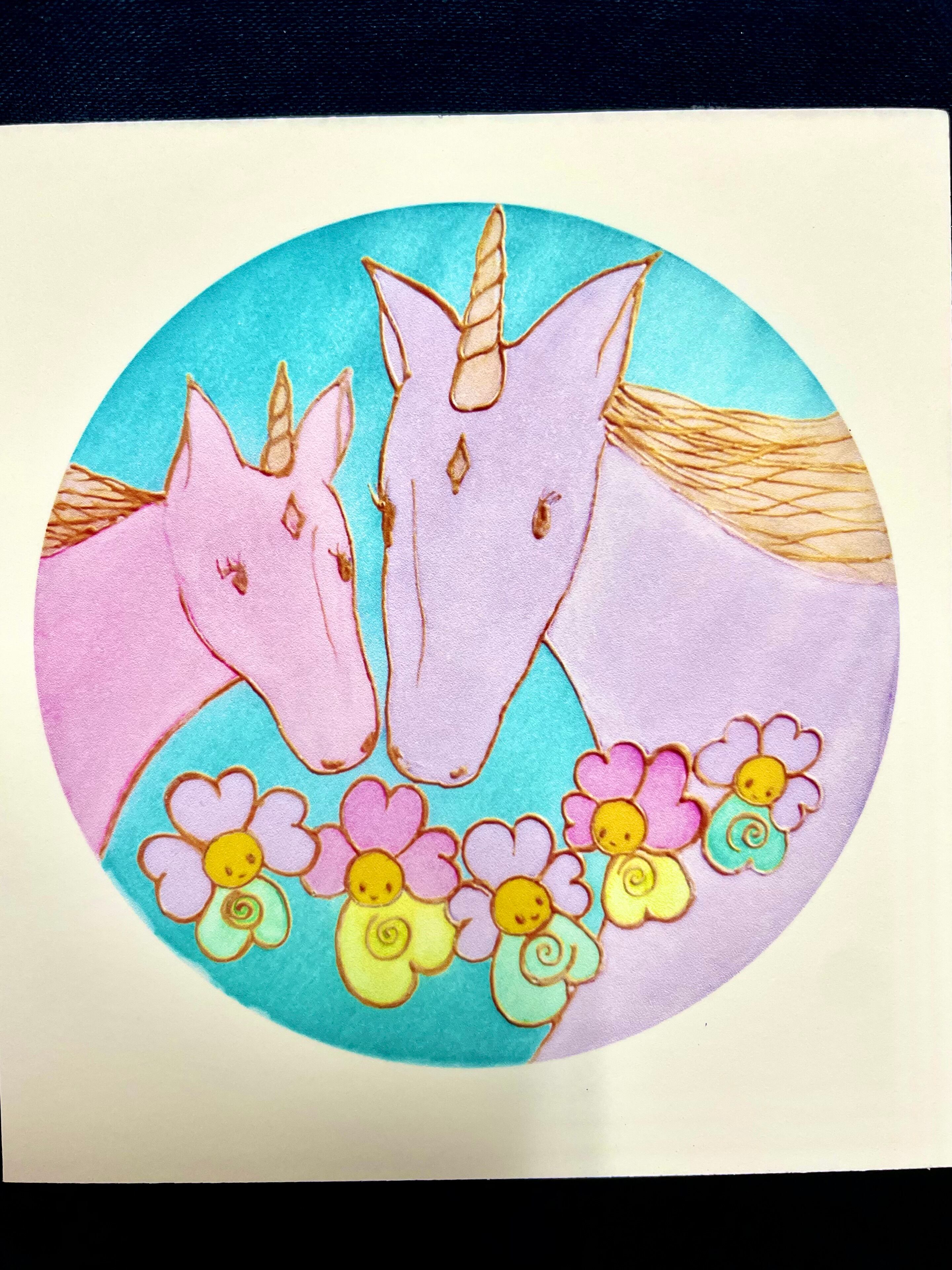 16) 宇宙からの癒し❣️マウントシャスタ「スピリチュアル・エナジー」アート「Unicorn Mom and Daughter」