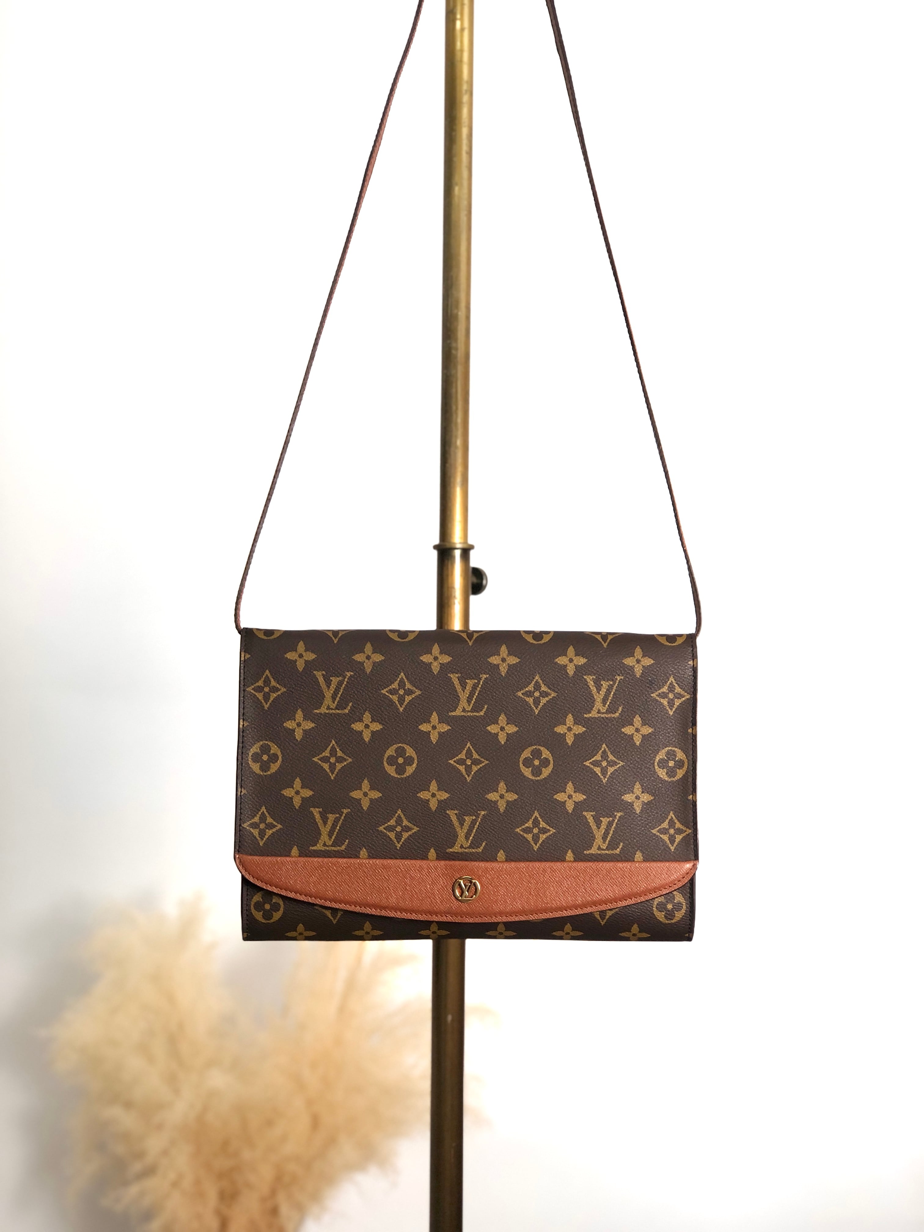 LOUIS VUITTON ルイヴィトン モノグラム ショルダーバッグ ブラウン PVC レザー M51797 vintage ヴィンテージ オールド djkecm