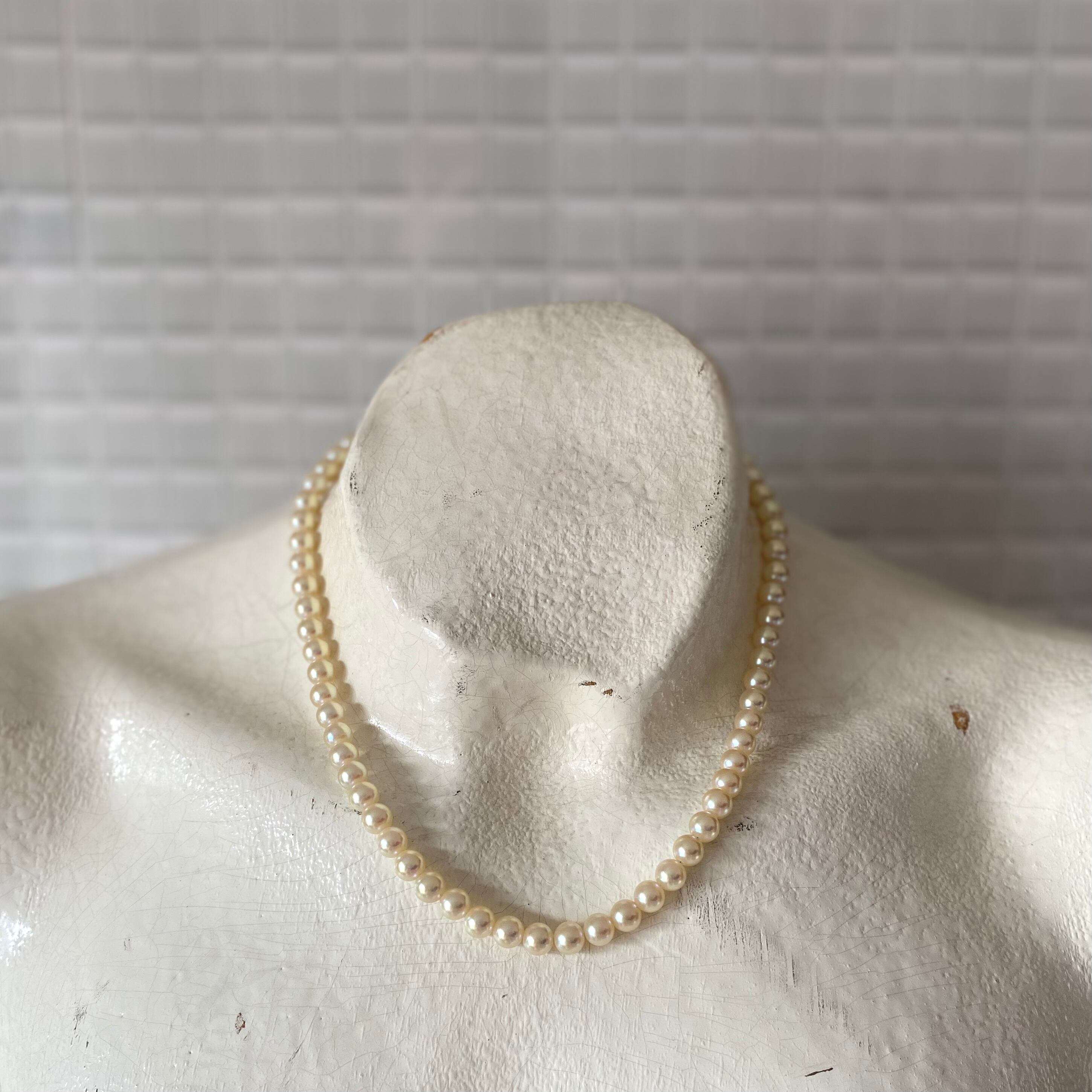 Vintage 80s retro silver 925 white pearl classical necklace レトロ ...