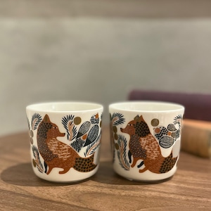 marimekko/コーヒーカップ/Katunmarja coffee cup 2pcs/2個セット/71335/10.ブラウン×ダークグリーン