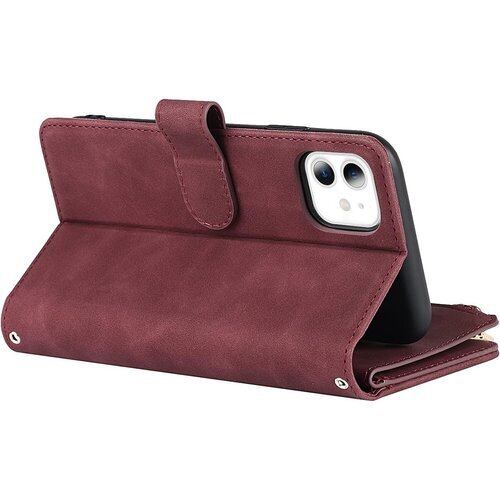 ショルダーバッグ ワインレッド iphone スマホ ケース 付き カードケース スマホ ポーチ ショルダー（カラーワインレッド