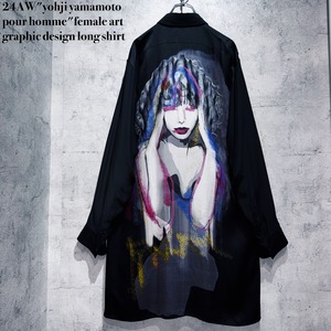 24AW"yohji yamamoto pour homme"female art graphic design long shirt