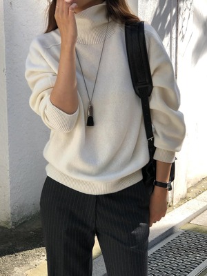 (予約) verveine / Melin whole garment turtleneck overfit knit / 3color