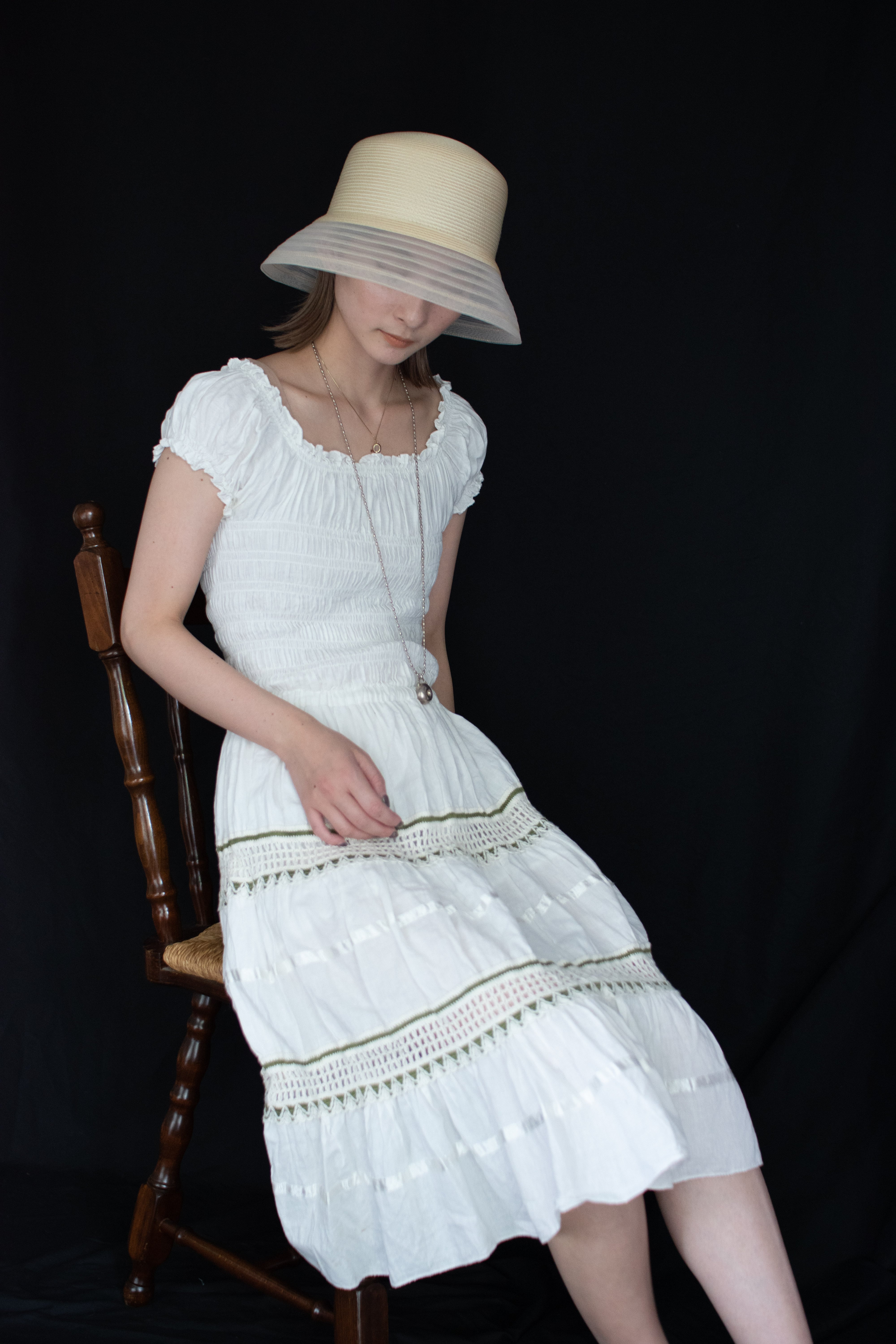 1970-80s Cotton gather onepiece