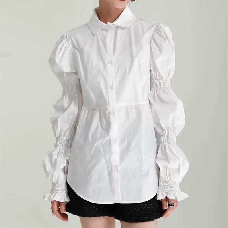 プリーツ花びらシャツ A0071