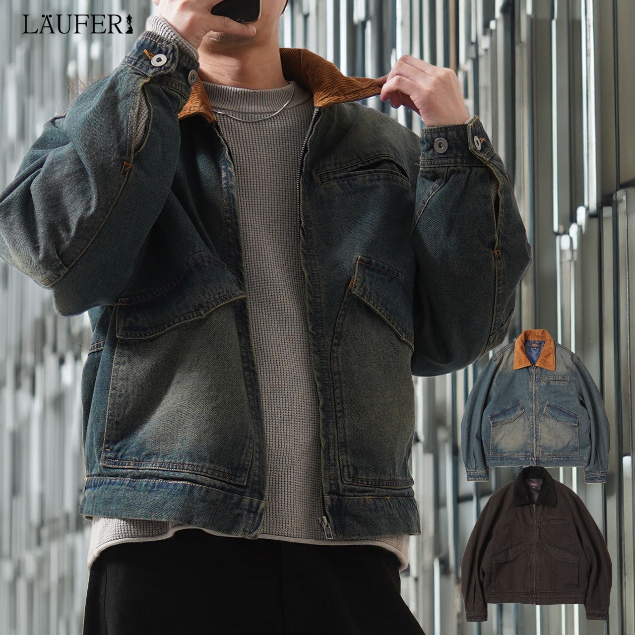 ◆ヴィンテージ加工 デニム フライトジャケット◆lf-w85202