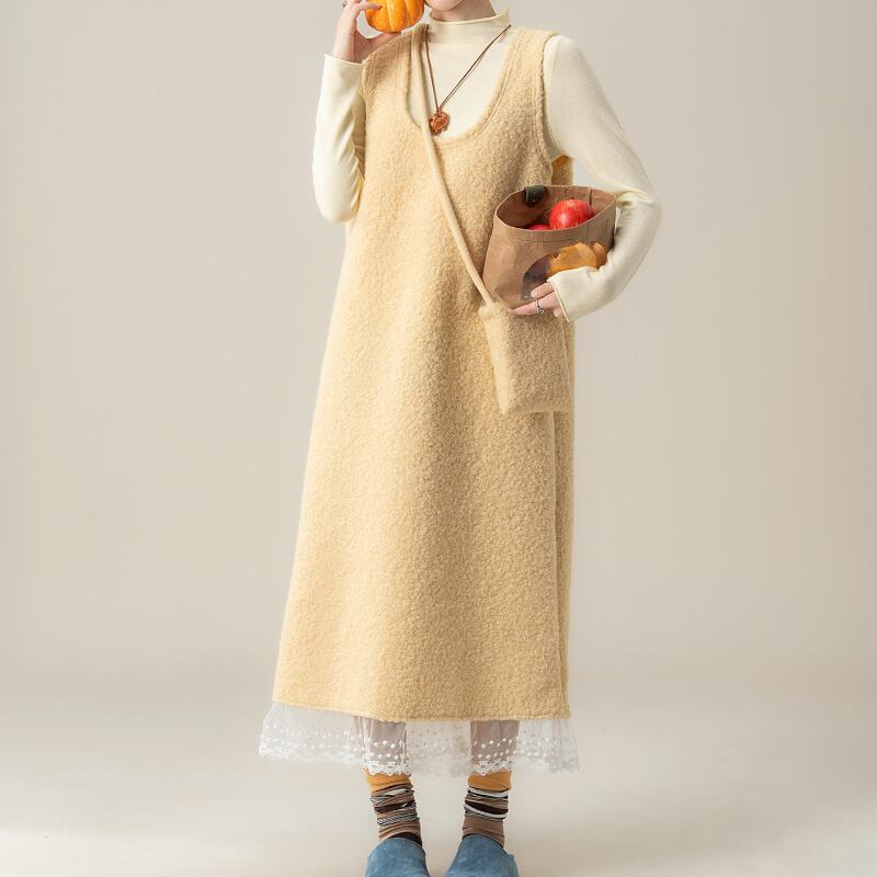 ボア風サロペットワンピース M2155