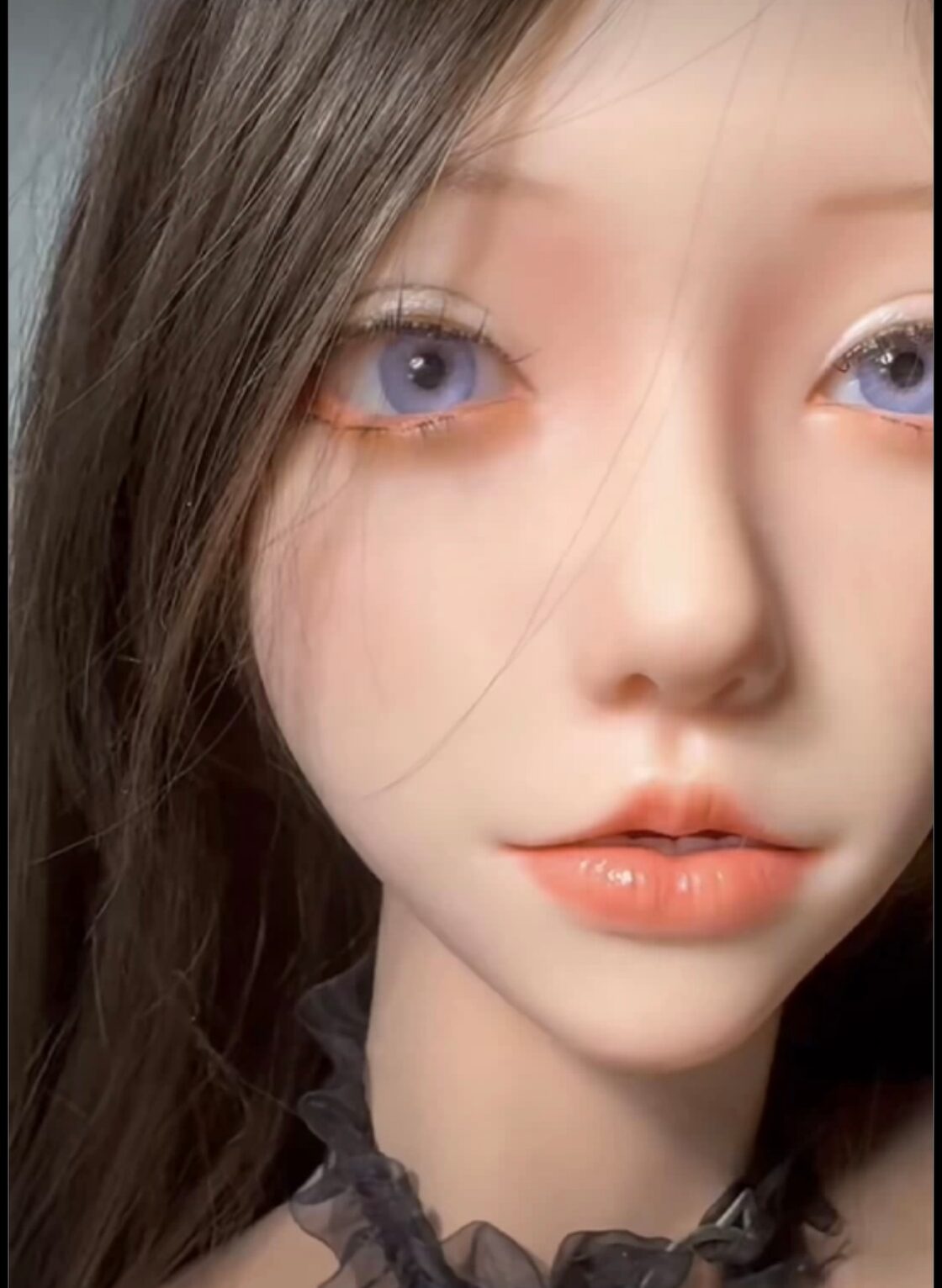 ヘッド単品:髪の毛と眉毛と睫毛植毛式口可動 ヘッド単品:髪の毛と眉毛