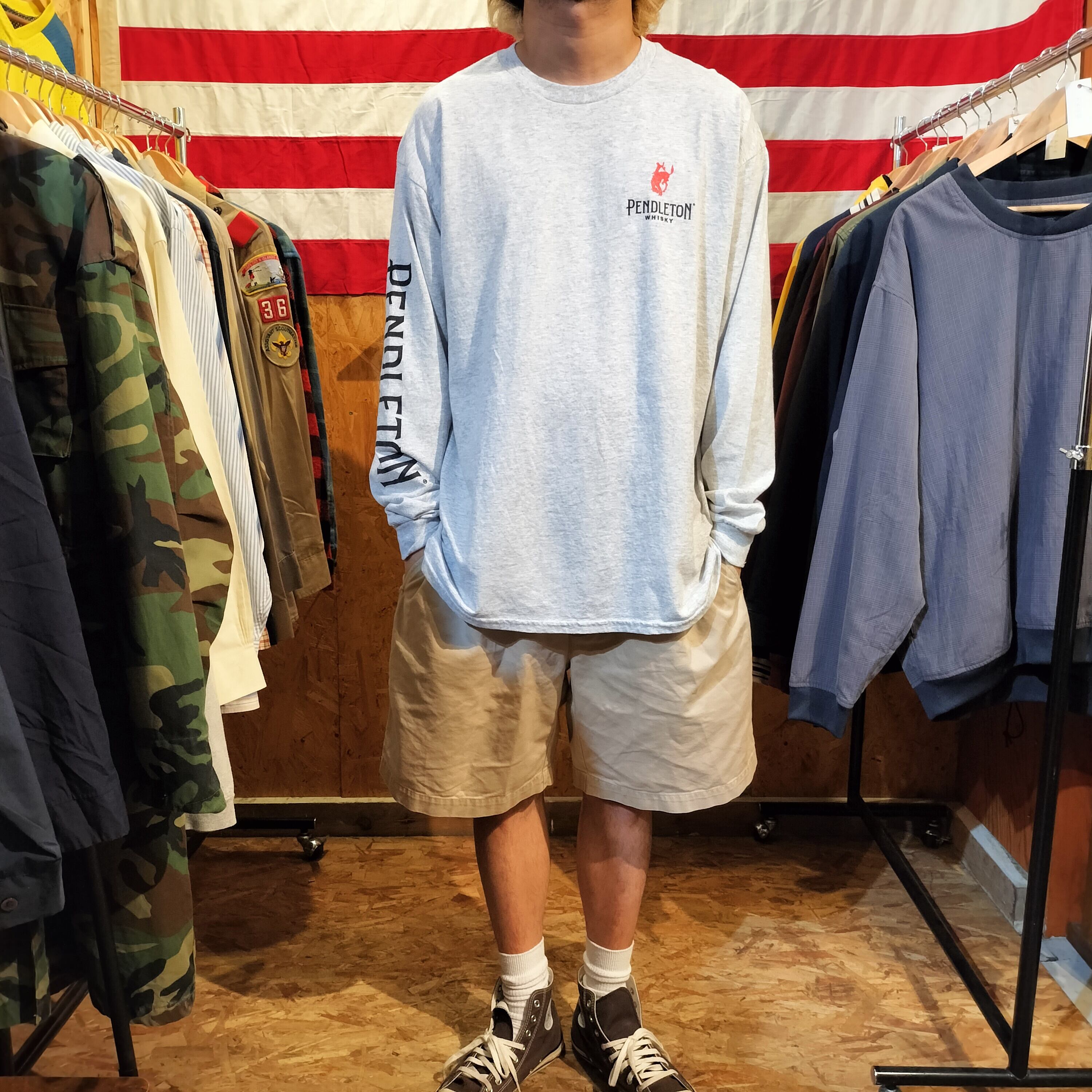 Used ロンT◆XL相当 PENDLETON WHISKEY 企業 グレー◆ヴィンテージ 古着 アメリカン