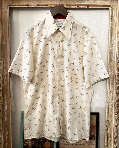 70's "ARROW doubler doubler"  S/S retro flower design polyester shirts 【M】