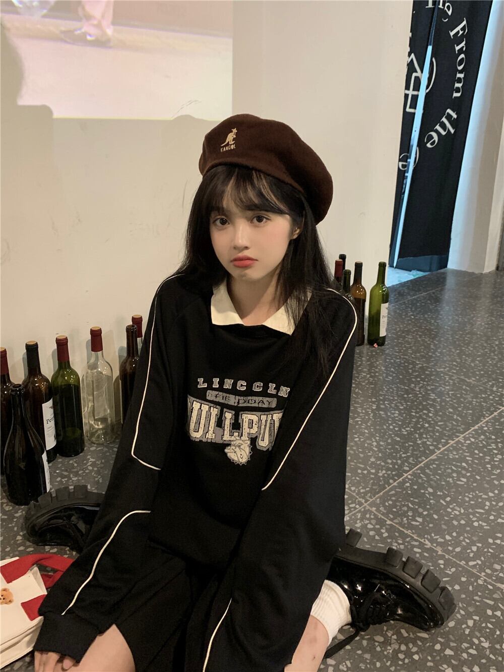 スタイルルーズカラーセーター オータムプリントトップス コート ロング 秋物 モンロー17983044852