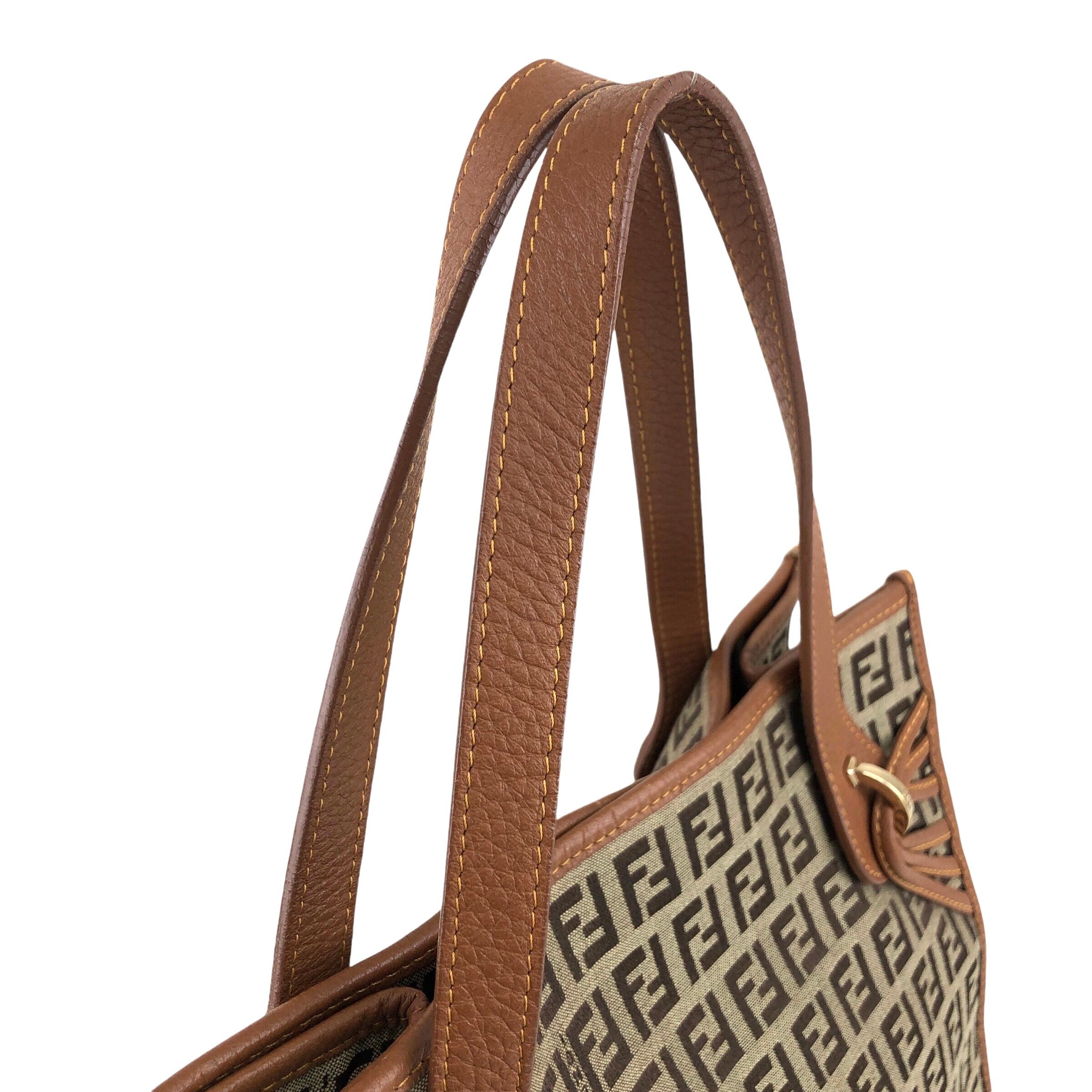 FENDI フェンディ ズッキーノ ハンドバッグ ベージュ キャンバス ミニ