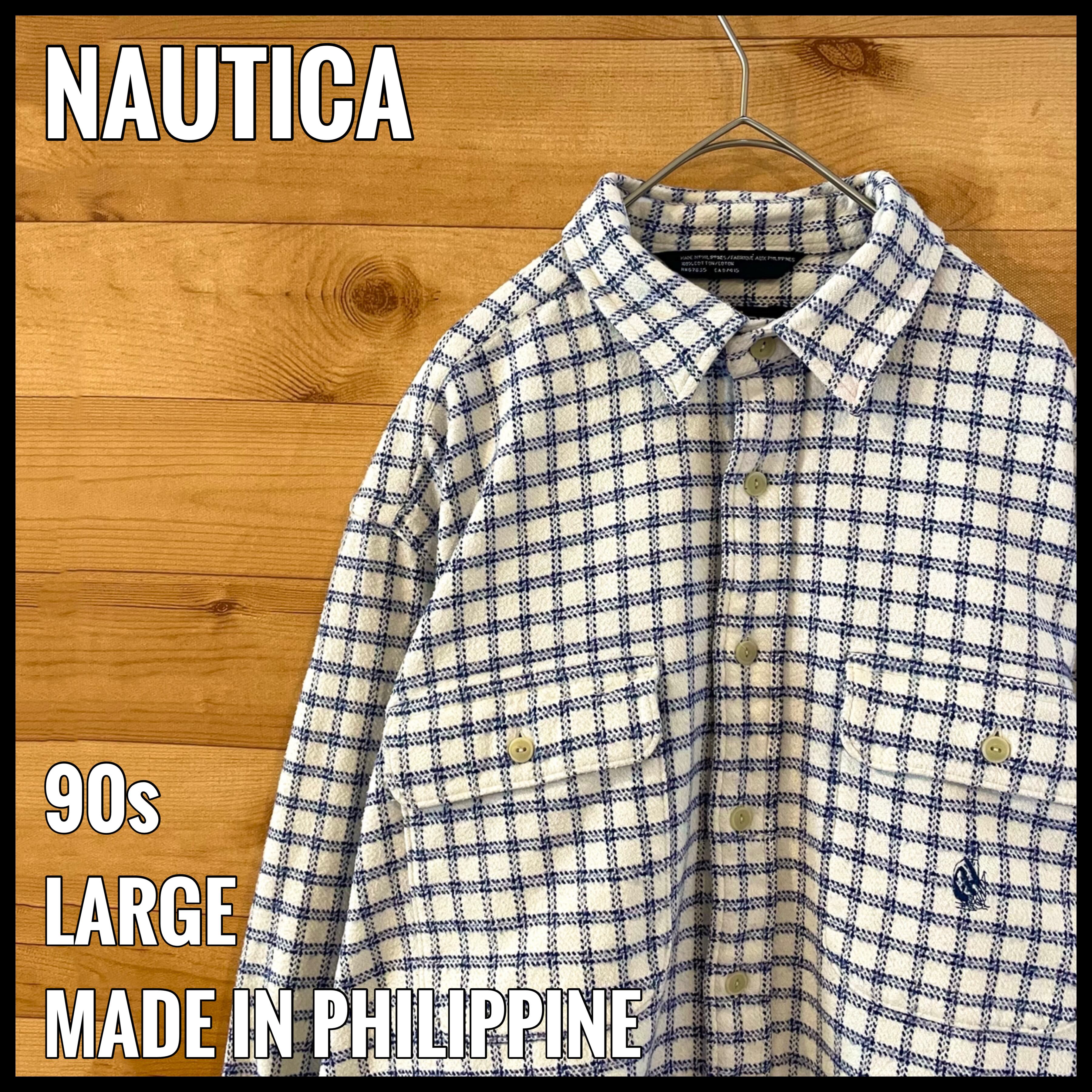 NAUTICA ノーティカ ネルシャツ メンズ ビックシルエット 刺繍ロゴ5XL