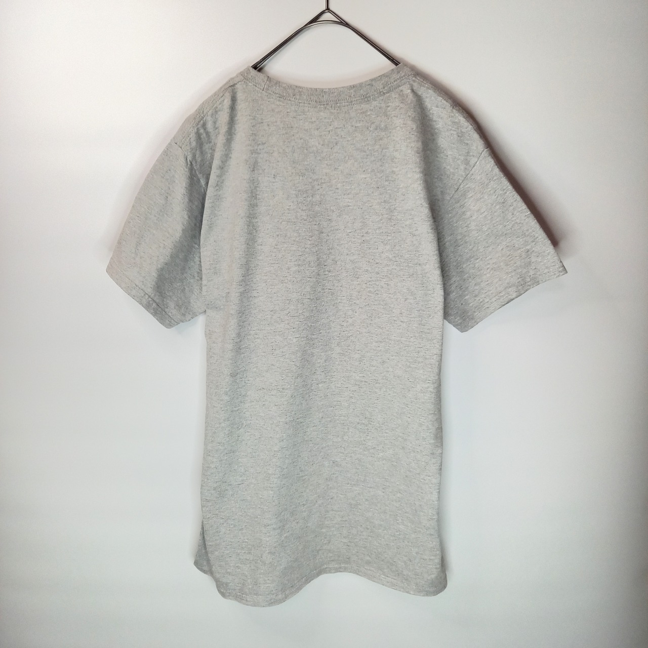 ヘインズ　クルーネック　プリントTシャツ　半袖　花柄　グレー　S