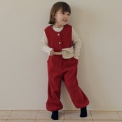韓国子供服 / 26Autumn / 〖取寄〗MOME / ワッフルボタンボディスーツ / キッズ服 /ナチュラル服 / 秋服 *XS~L*