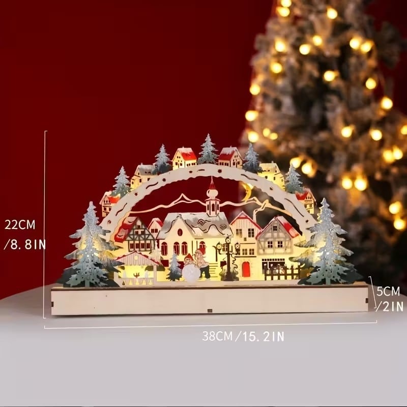 クリスマス雑貨 ジオラマ 冬の街並み LEDライト もみの木 ナチュラル