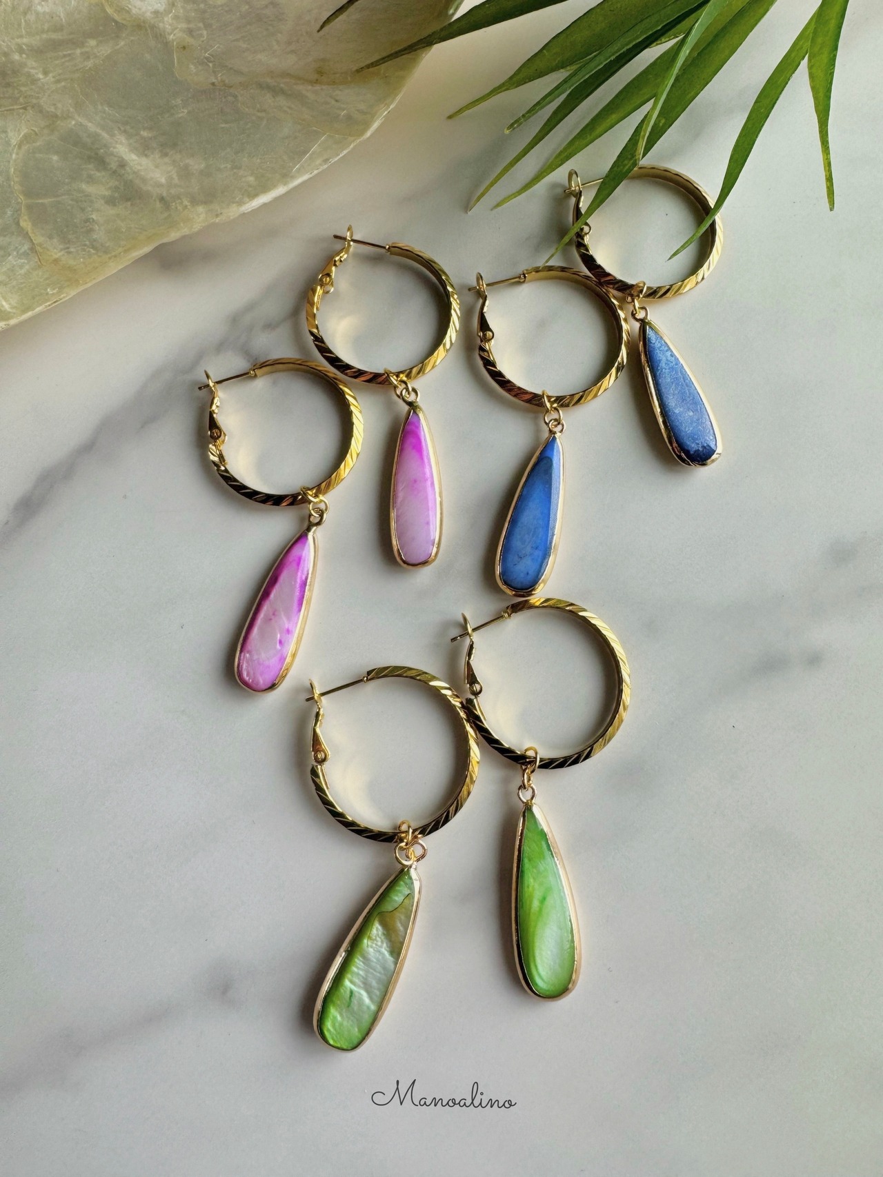 ”2Way”Colorful Freshwater shell earring(カラフル淡水シェルピアス)