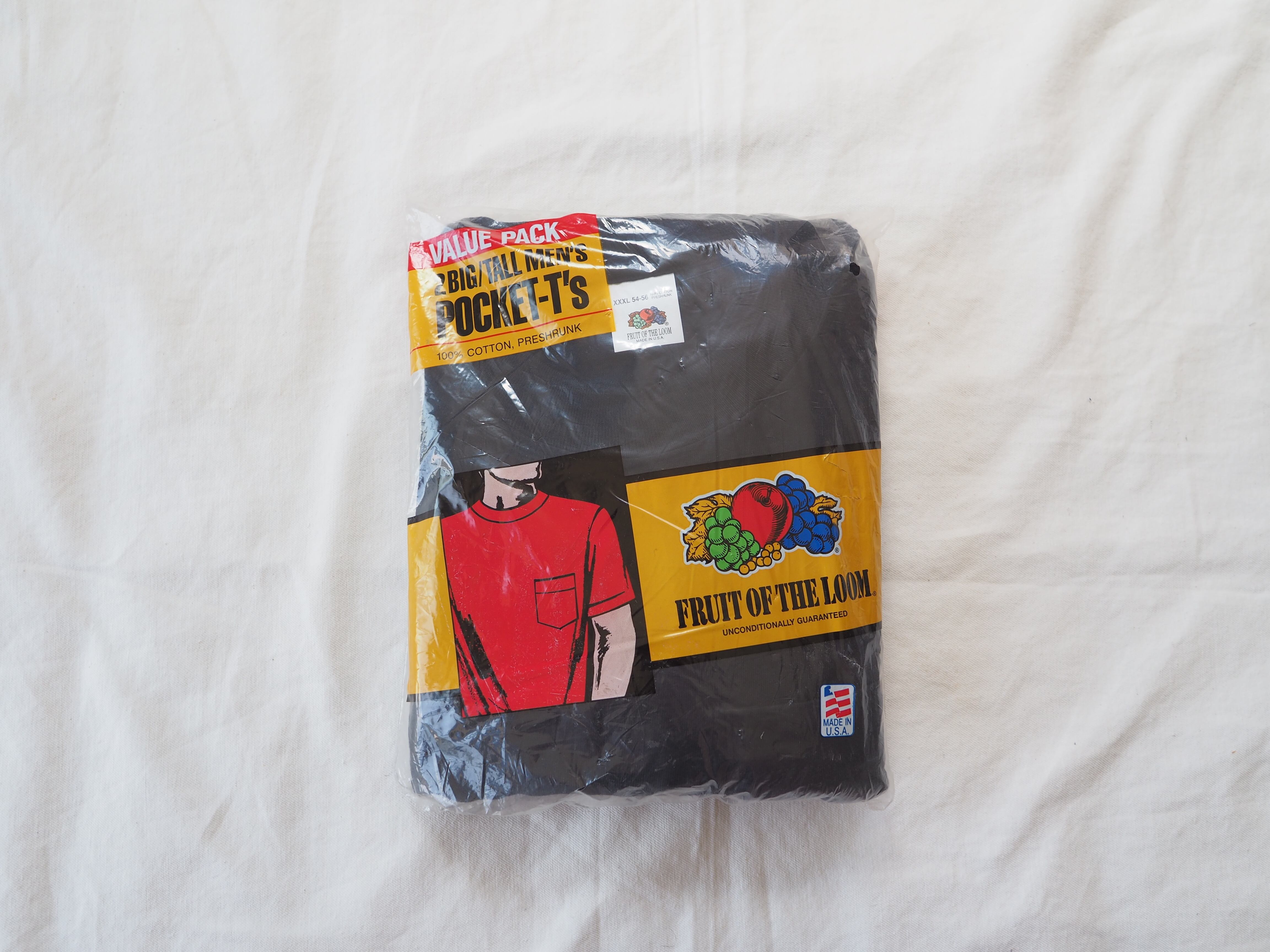 NOS 1990’s USA製 FRUIT OF THE LOOM 2PCS ポケットTシャツ XXXL black