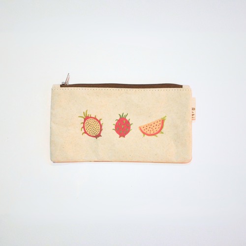 Ashi｜亜紙 Flat Pouch M＊Dragon Fruits 26 フルーツ柄 紙ポーチ バナナ ハンドメイド