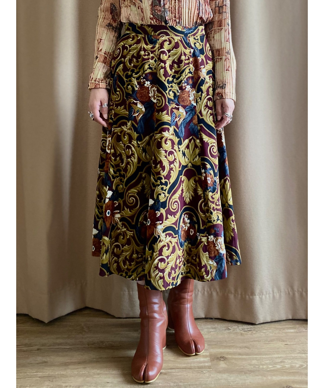 scarf pattern flare skirt-4290-8