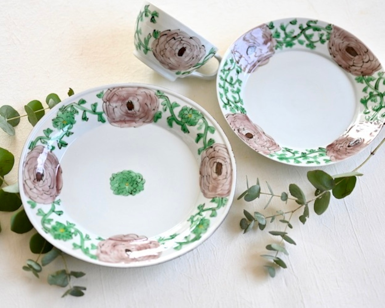 村田菜穂美『楕円リム盛皿 ラナンキュラス ピンク』2104130001666/