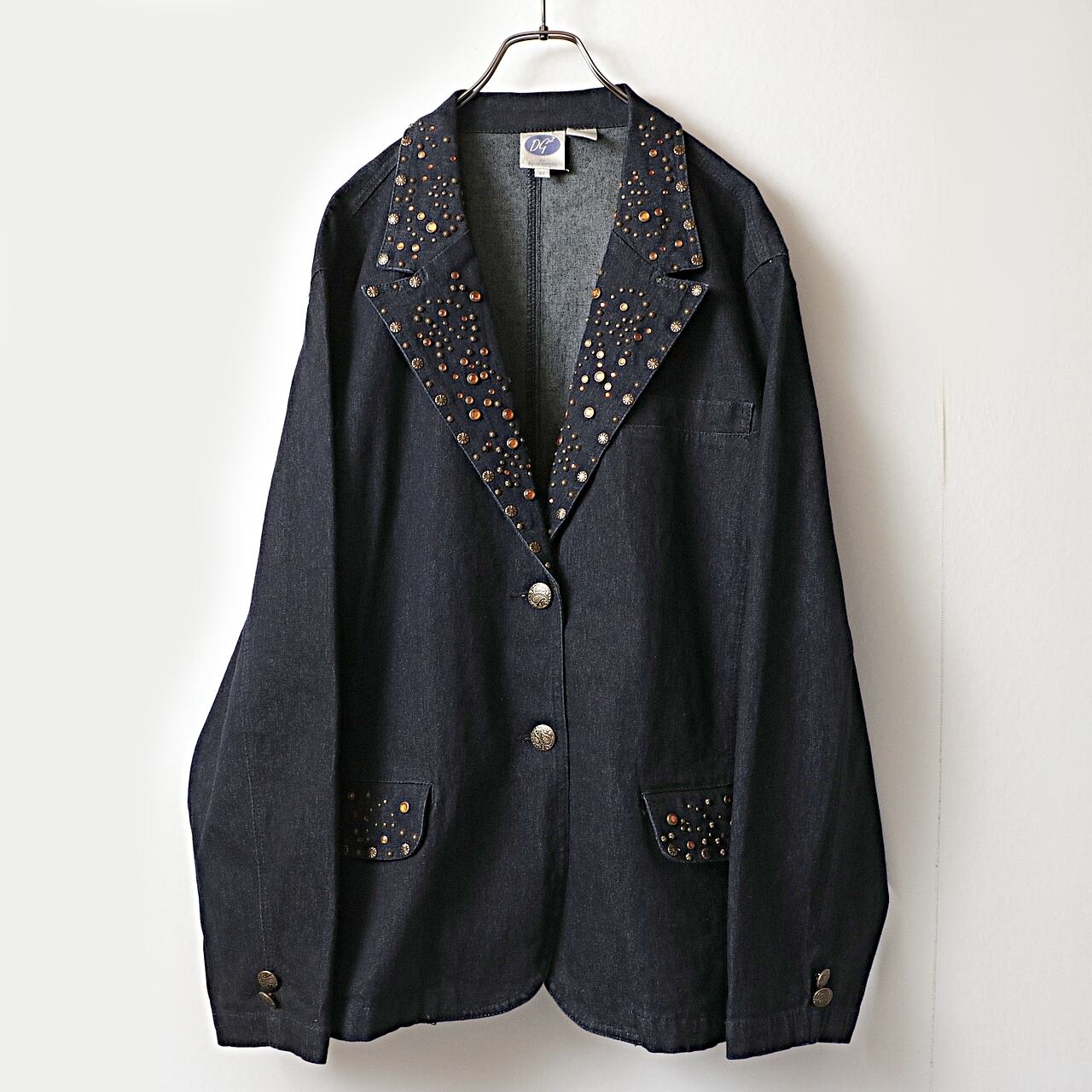 DG2 スタッズ デザイン デニム テーラードジャケット 古着 used