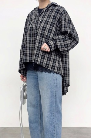 【NUS】クラシックチェック　バックロゴシャツ　652-35530