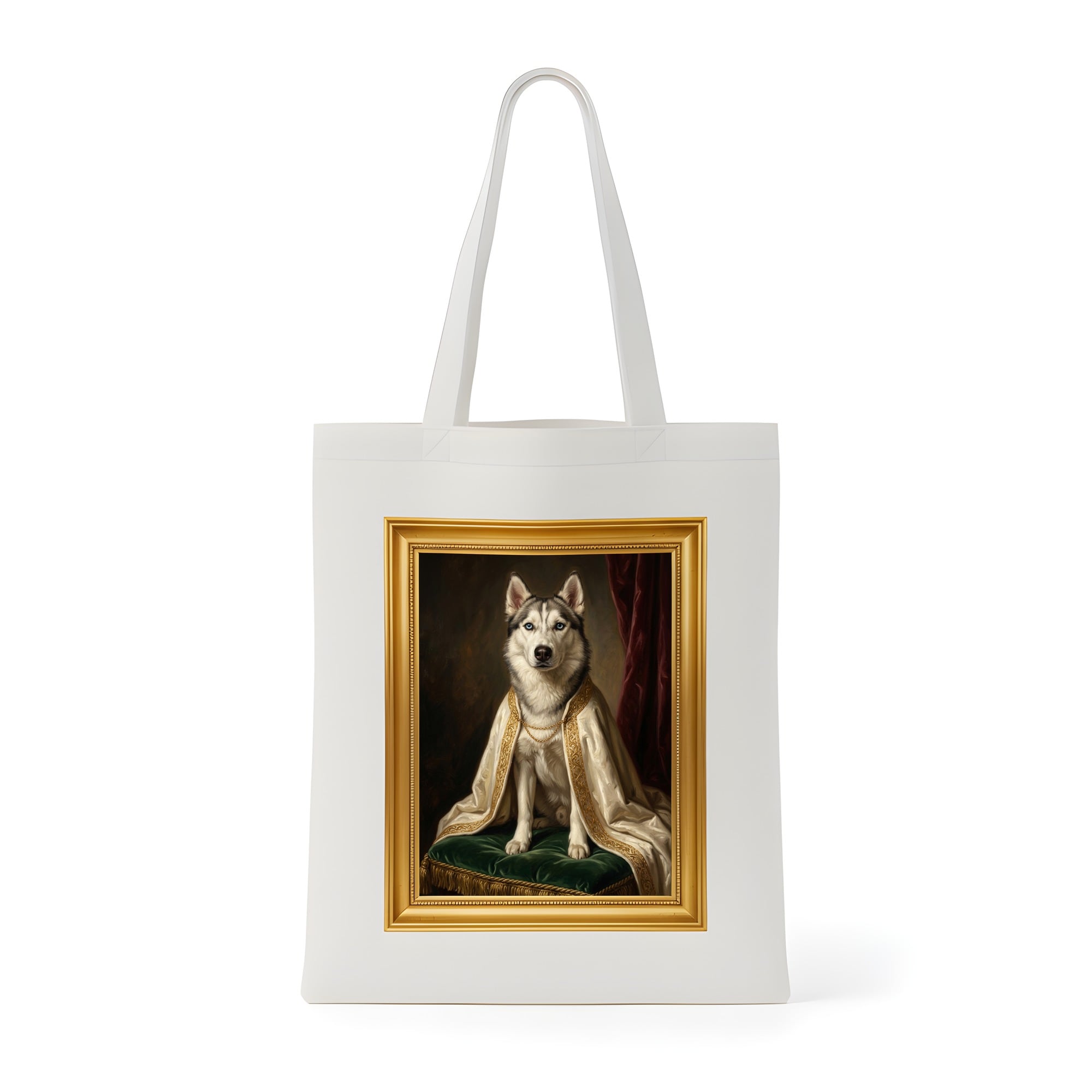 犬（シベリアンハスキー）トートバッグ ルネサンス風カラーアート 金縁