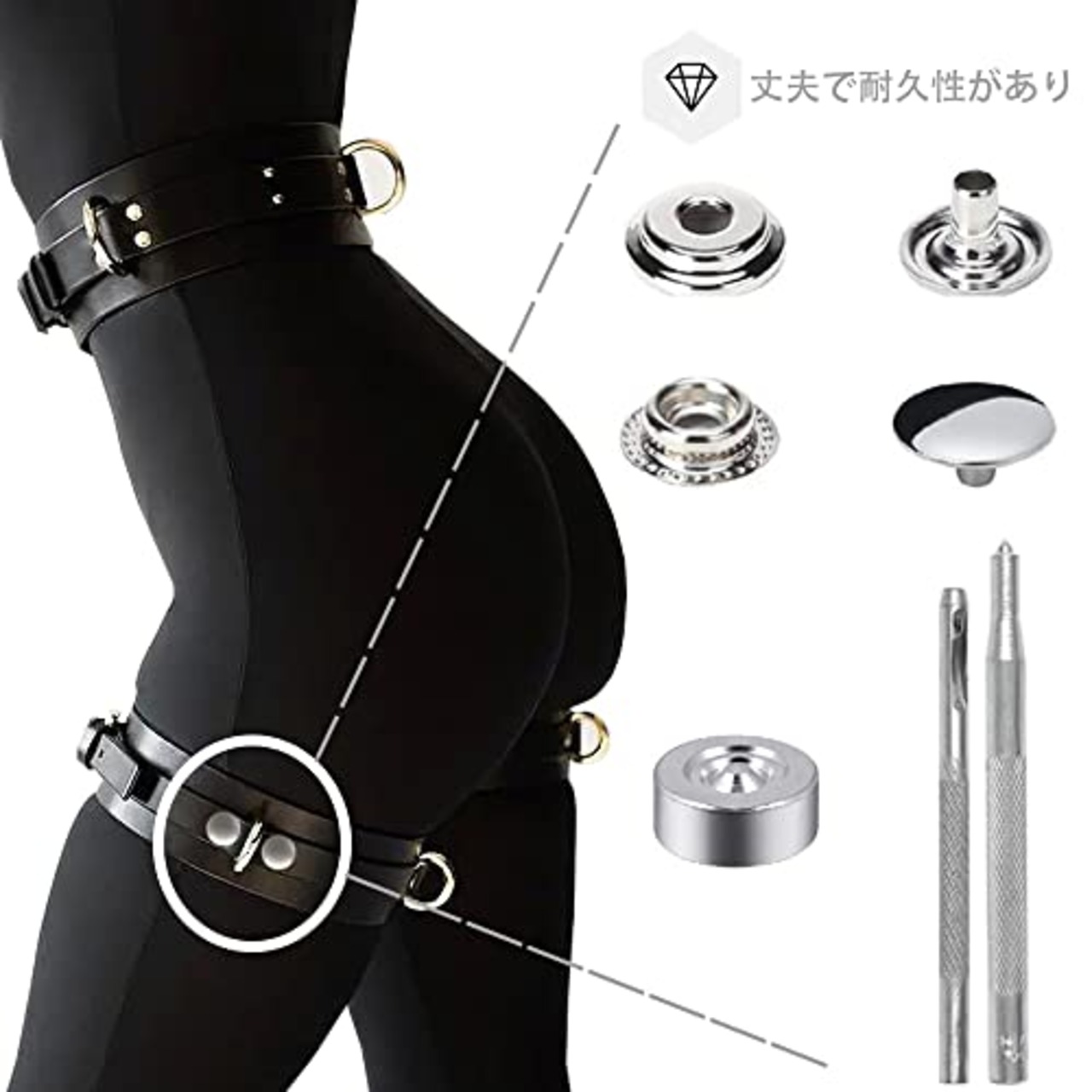 ジャンパーホック ステンレス鋼メタルボタン 15mm 10セット レザークラフト 工具 手芸/家庭/裁縫用 DIY 手作り/ハンドメイド/レザークラフト/鞄/服/ジャケットアクセサリー/財布/キーケース シルバー 収納ケース付き