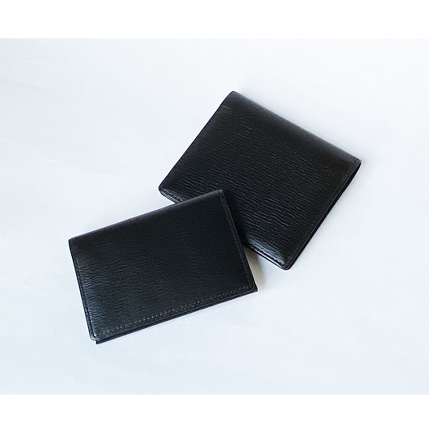 期間限定価格＞二つ折り財布 最高級キップボックス調レザー Black