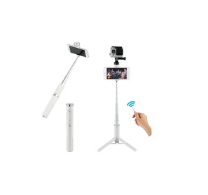 【数量限り】ベルボン Velbon スマホ・カメラ三脚 Coleman(コールマン) セルフィーマルチスタンド ホワイト OTH-AB202WT ワイヤレスリモコン付属 カメラねじ付 iPhone15 Android & iPhone 対応 302625 自撮り棒 セルカ棒 ミニ三脚 テーブル三脚 WEB会議に