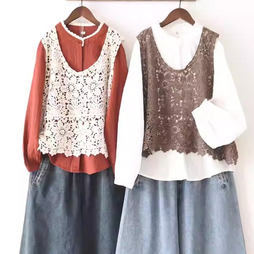 3色／クロシェレースベスト ・9863