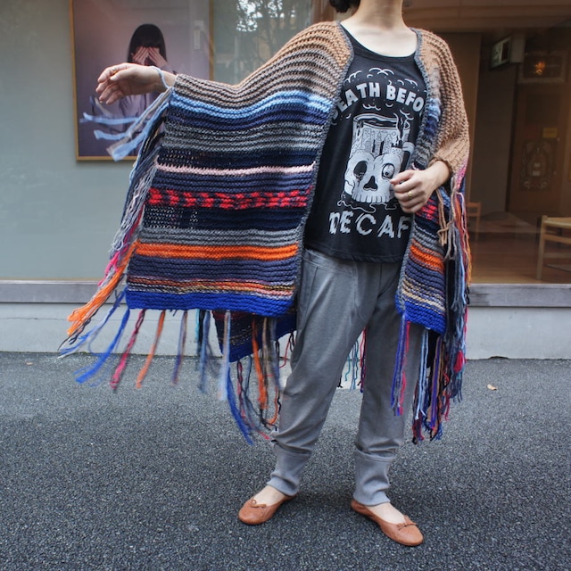 Hand Made Knit フェスティバルポンチョ　ベージュ