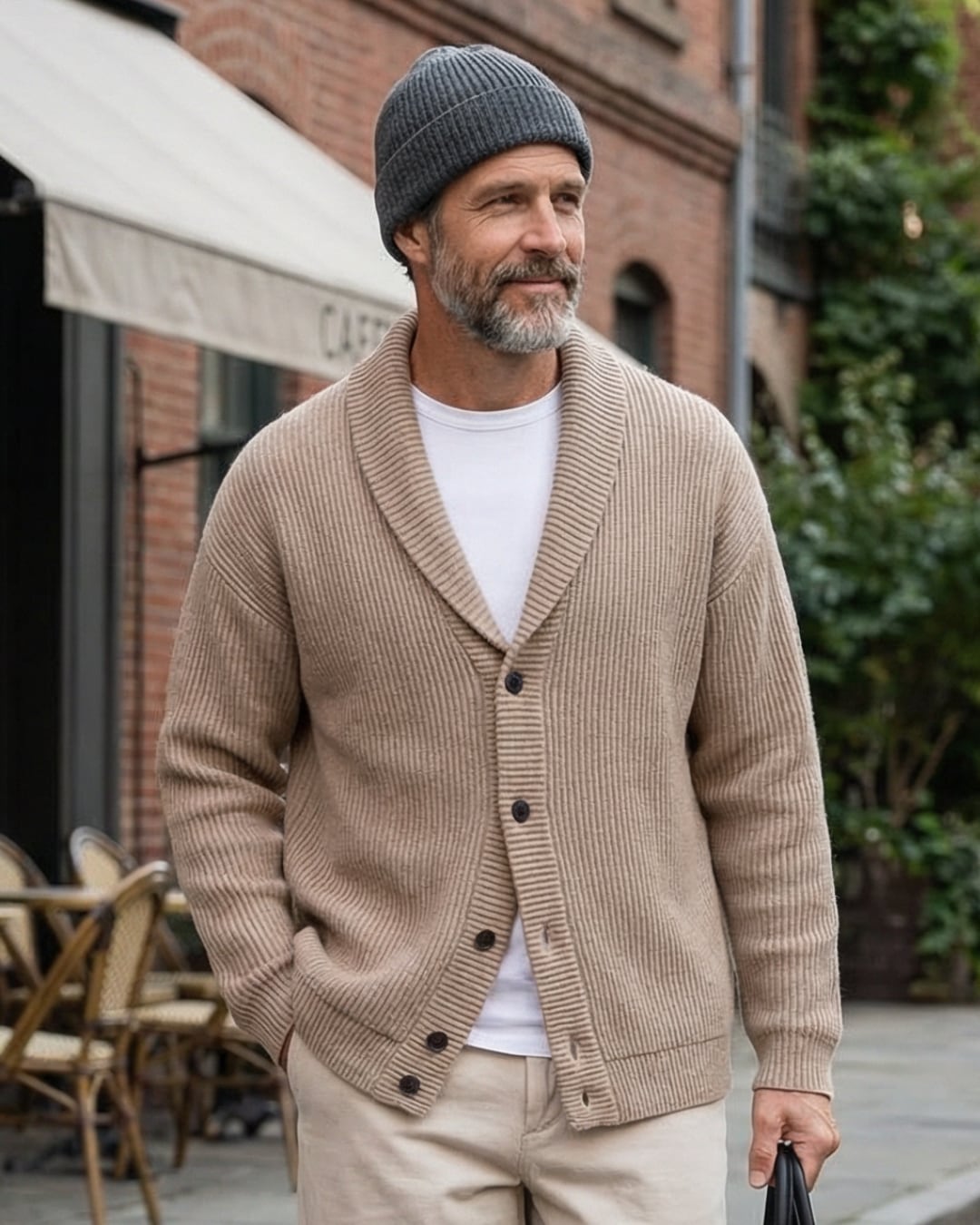 ショールカラー リブニットカーディガンジャケット 3色 A0283