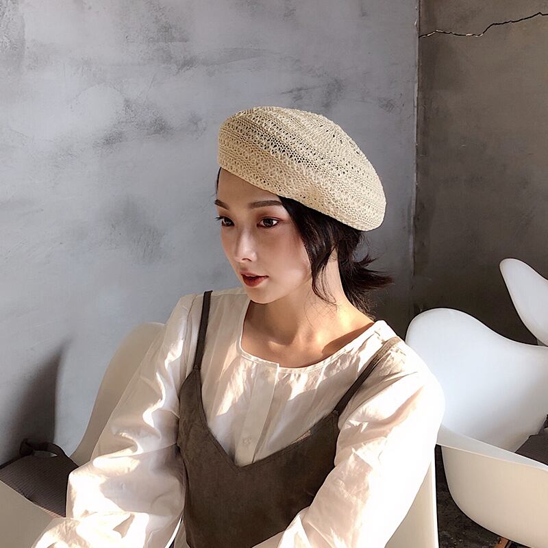 スプリングオータム薄手レッド 帽子 春物 秋物 ベレット ヘアアクセサリー ブラック・アイド・ピーズ29172892941