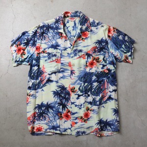 1960s  "PILGRIM"  Rayon Hawaiian Shirts  M   R08