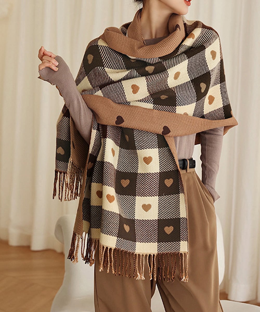 @H98 羊毛 シルク 大判ストール リバーシブル ハート ホース H98 羊毛 シルク 大判ストール リバーシブル ハート ホース