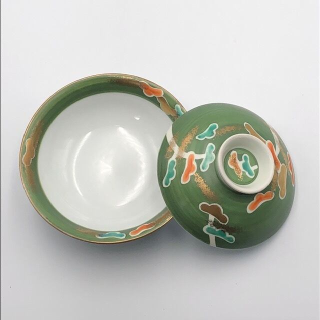アウトレット品 有田焼 グリーン巻三階松 平蓋物 | 有田焼ショップ