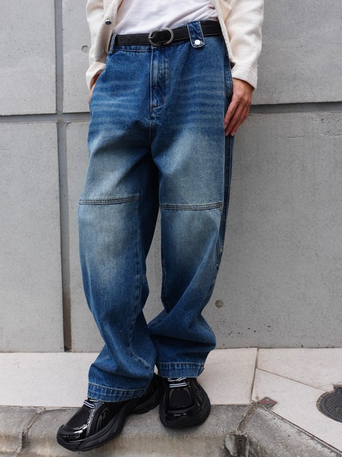 【ALUDE SELECT】 hem snap wide status denim