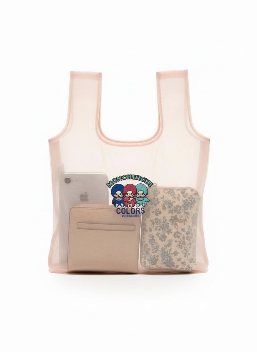 【セレクトライン】モンチッチ colorオーガンジー刺繍バッグ 日本製