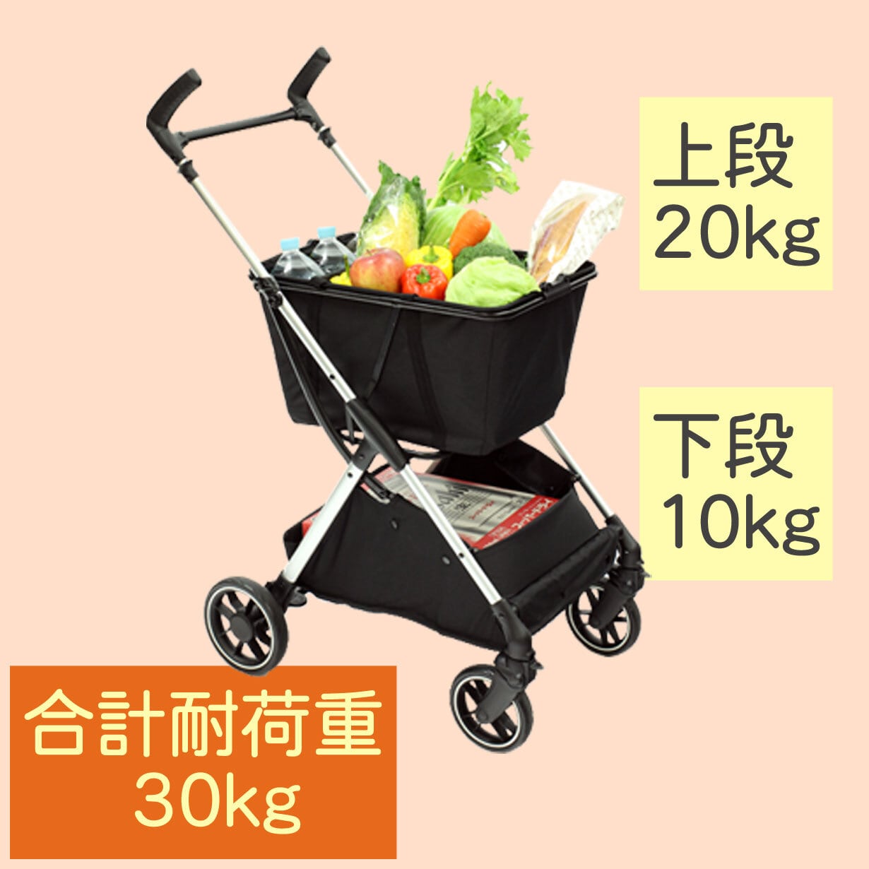 MiMoCa ショッピングカート 折りたたみ コンパクト 軽量 4輪 袋詰め