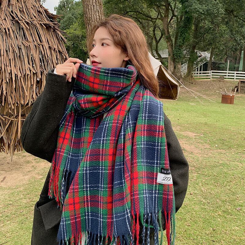 スカーフ ウィンター格子柄オータム 秋物 冬物 ブラック・アイド・ピーズ18913650182