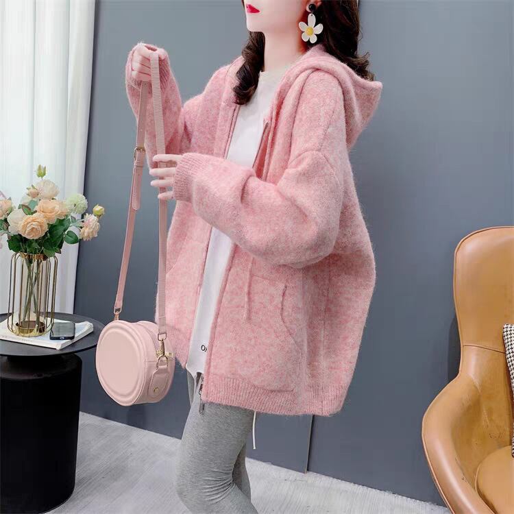 【outer】フード付きニットカーデ M26344