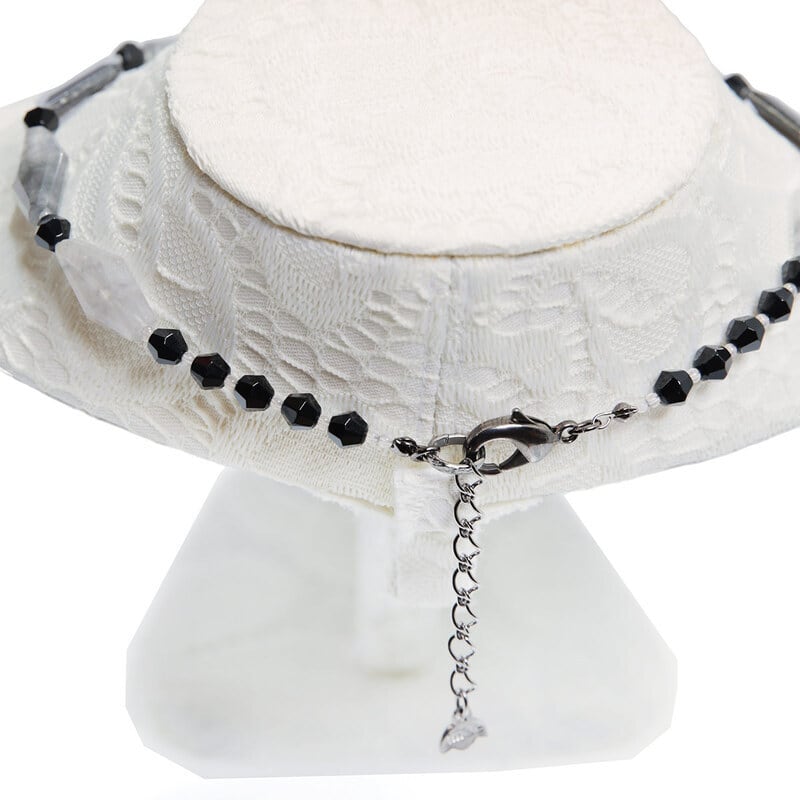 アゲート標本 黒いスタンド付き 約17cm ネックレス 天然石 黒蝶貝 ブラックアゲート アゲート クォーツ グレー