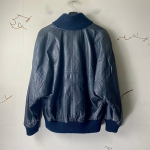 vintage ERMENEGILDO ZEGNA navy color leather pullover jacket