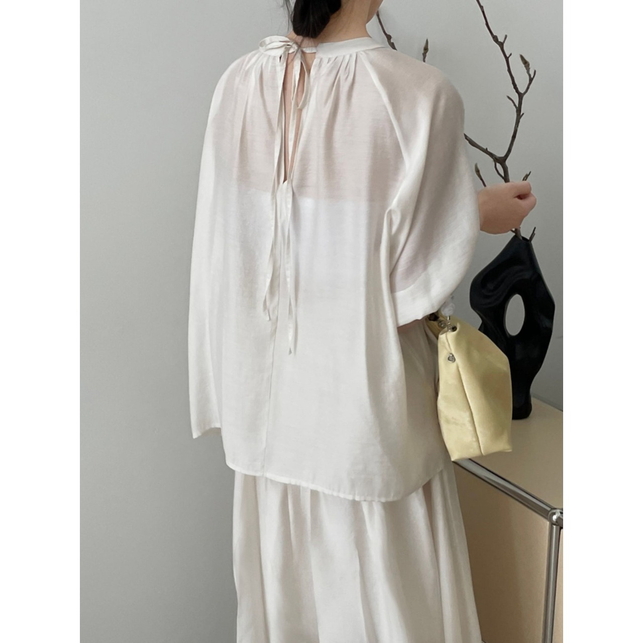 シアー バックレス タック ブラウス 10169