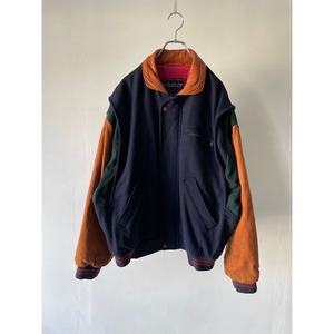 -GANT- 3tone Leather switching wool blouson