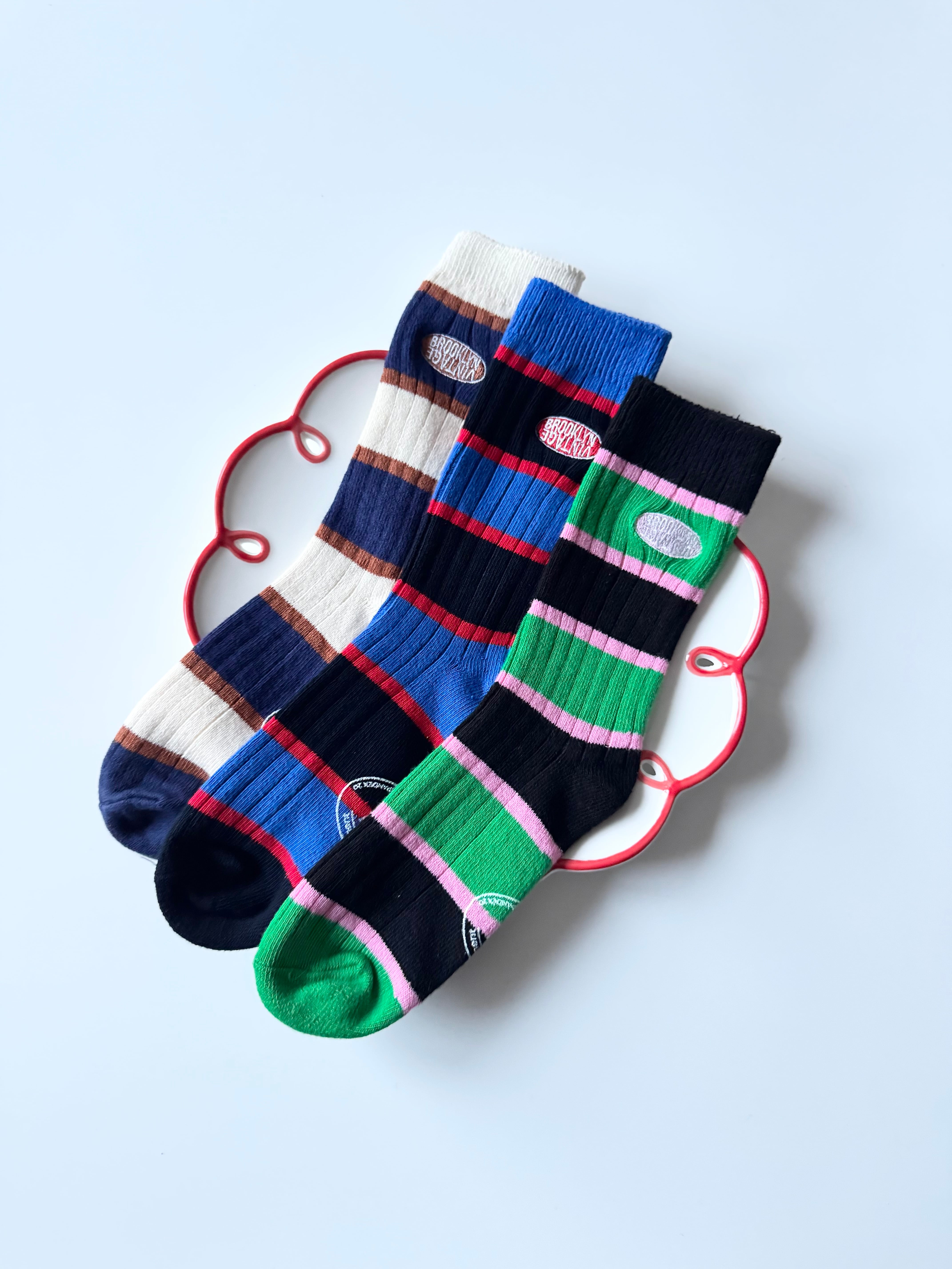 3set VINTAGE BROOKLYN ボーダーライン socks（16〜24cm）4313